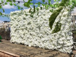 קיר פרחים לבן